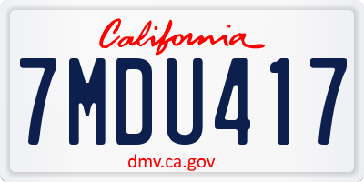 CA license plate 7MDU417