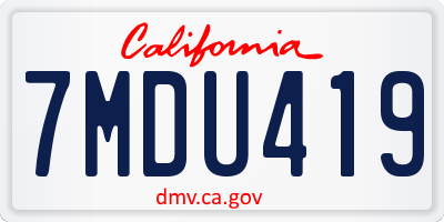 CA license plate 7MDU419