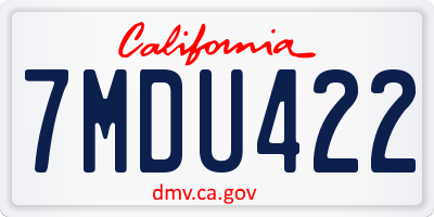 CA license plate 7MDU422