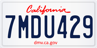 CA license plate 7MDU429