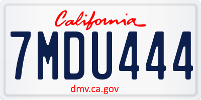 CA license plate 7MDU444
