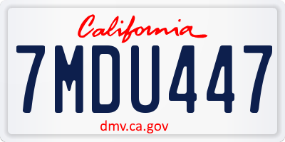 CA license plate 7MDU447