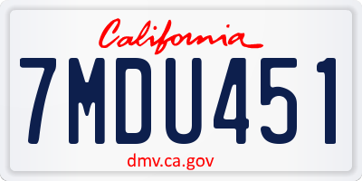 CA license plate 7MDU451
