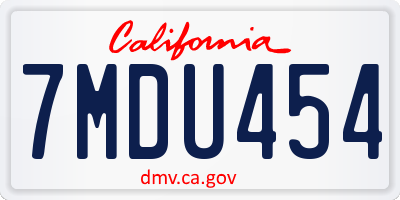CA license plate 7MDU454