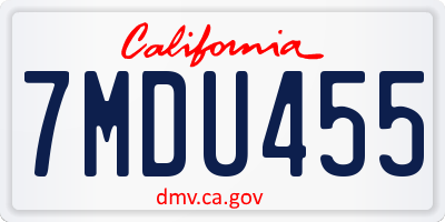 CA license plate 7MDU455