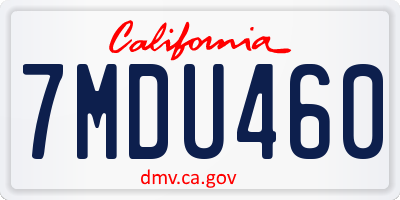 CA license plate 7MDU460