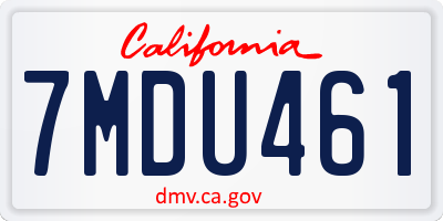 CA license plate 7MDU461