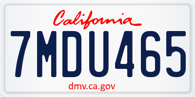 CA license plate 7MDU465