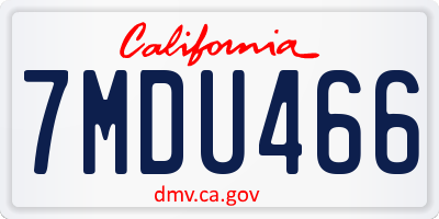 CA license plate 7MDU466