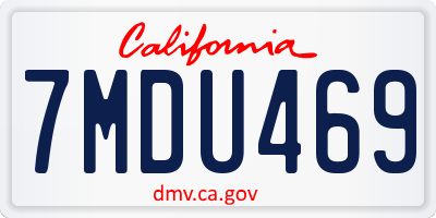 CA license plate 7MDU469