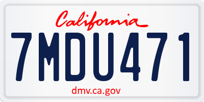 CA license plate 7MDU471