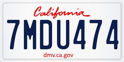 CA license plate 7MDU474