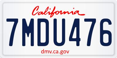 CA license plate 7MDU476