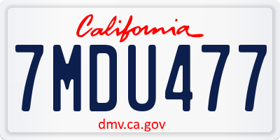 CA license plate 7MDU477
