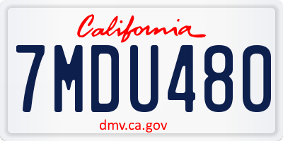 CA license plate 7MDU480