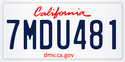 CA license plate 7MDU481
