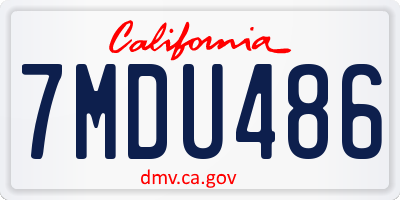 CA license plate 7MDU486