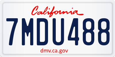 CA license plate 7MDU488