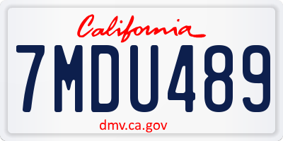 CA license plate 7MDU489