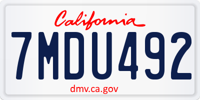 CA license plate 7MDU492