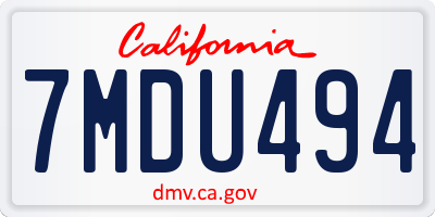 CA license plate 7MDU494