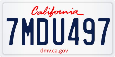CA license plate 7MDU497