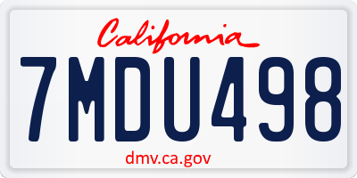 CA license plate 7MDU498