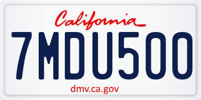 CA license plate 7MDU500