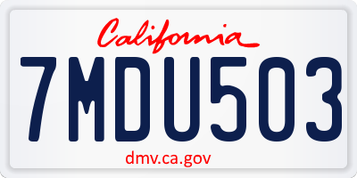 CA license plate 7MDU503