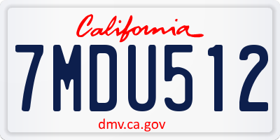 CA license plate 7MDU512