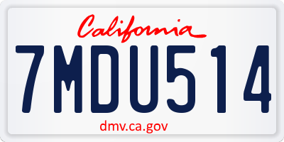 CA license plate 7MDU514