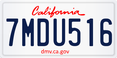 CA license plate 7MDU516