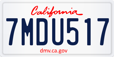 CA license plate 7MDU517
