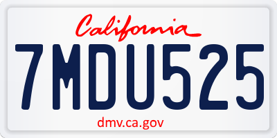 CA license plate 7MDU525