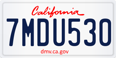 CA license plate 7MDU530