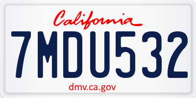 CA license plate 7MDU532