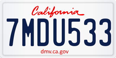CA license plate 7MDU533