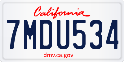 CA license plate 7MDU534