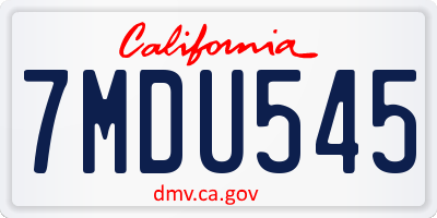 CA license plate 7MDU545
