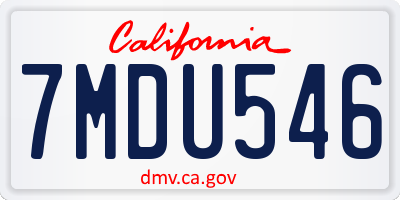 CA license plate 7MDU546