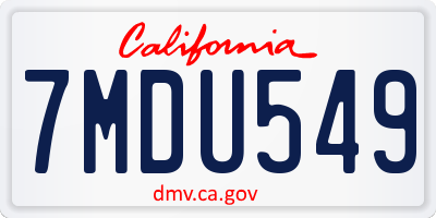CA license plate 7MDU549