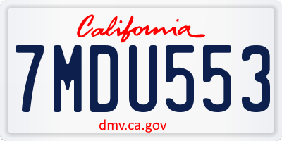 CA license plate 7MDU553