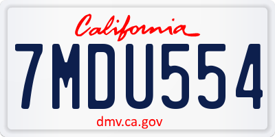 CA license plate 7MDU554