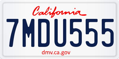 CA license plate 7MDU555