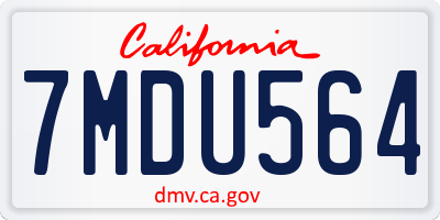 CA license plate 7MDU564