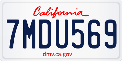 CA license plate 7MDU569