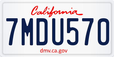 CA license plate 7MDU570