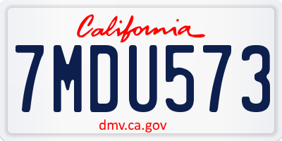 CA license plate 7MDU573