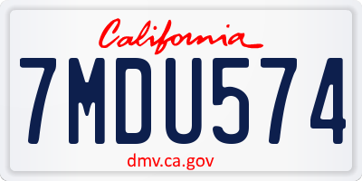 CA license plate 7MDU574