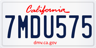 CA license plate 7MDU575
